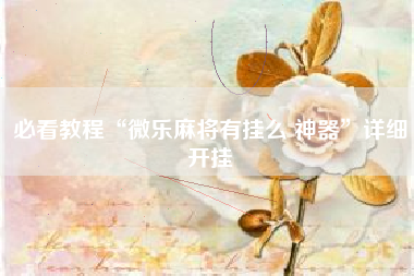 必看教程“微乐麻将有挂么 神器”详细开挂