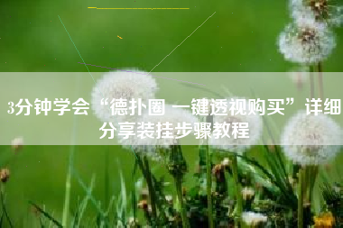 3分钟学会“德扑圈 一键透视购买”详细分享装挂步骤教程