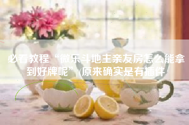 必看教程“微乐斗地主亲友房怎么能拿到好牌呢”(原来确实是有插件