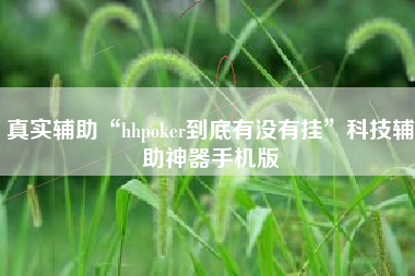 真实辅助“hhpoker到底有没有挂”科技辅助神器手机版