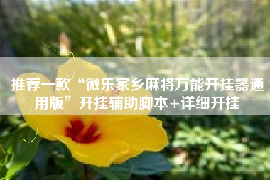 推荐一款“微乐家乡麻将万能开挂器通用版”开挂辅助脚本+详细开挂