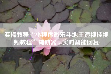 实操教程“小程序微乐斗地主透视挂视频教程”辅助器 - 实时智能回复