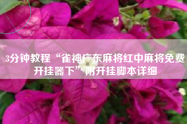 3分钟教程“雀神广东麻将红中麻将免费开挂器下	”附开挂脚本详细