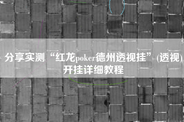 分享实测“红龙poker德州透视挂	”(透视)开挂详细教程