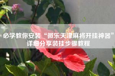 必学教你安装“微乐天津麻将开挂神器	”详细分享装挂步骤教程
