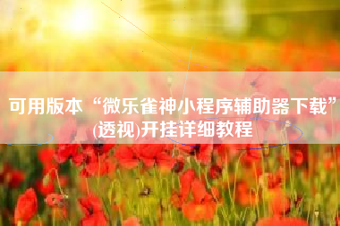 可用版本“微乐雀神小程序辅助器下载	”(透视)开挂详细教程