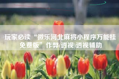 玩家必读“微乐河北麻将小程序万能挂免费版”作弊(透视)透视辅助