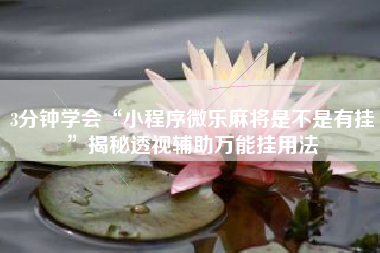 3分钟学会“小程序微乐麻将是不是有挂”揭秘透视辅助万能挂用法