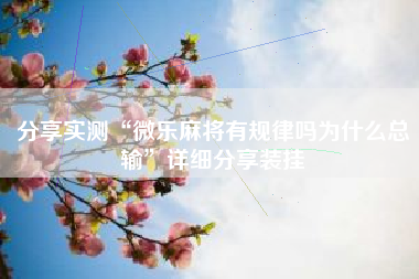 分享实测“微乐麻将有规律吗为什么总输”详细分享装挂