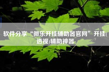 软件分享“微乐开挂辅助器官网”开挂(透视)辅助神器