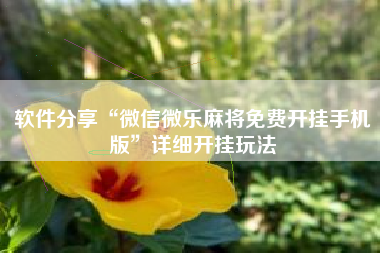 软件分享“微信微乐麻将免费开挂手机版	”详细开挂玩法