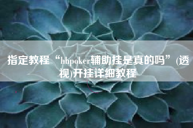 指定教程“hhpoker辅助挂是真的吗”(透视)开挂详细教程