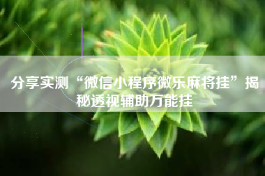 分享实测“微信小程序微乐麻将挂	”揭秘透视辅助万能挂