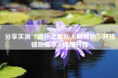 分享实测“德扑之星私人局辅助	”开挂辅助脚本+详细开挂