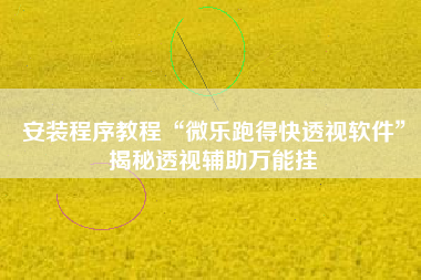 安装程序教程“微乐跑得快透视软件	”揭秘透视辅助万能挂