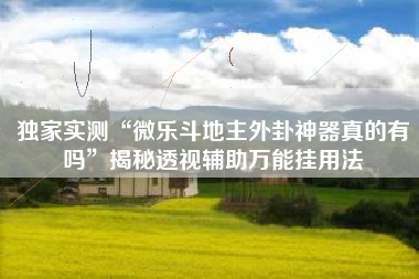 独家实测“微乐斗地主外卦神器真的有吗”揭秘透视辅助万能挂用法