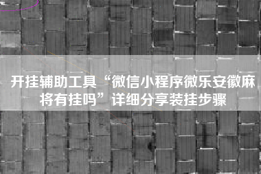 开挂辅助工具“微信小程序微乐安徽麻将有挂吗”详细分享装挂步骤