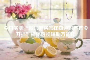 今日实测“微乐麻将怎样知道对方有没开挂	”揭秘透视辅助万能挂