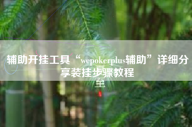 辅助开挂工具“wepokerplus辅助”详细分享装挂步骤教程