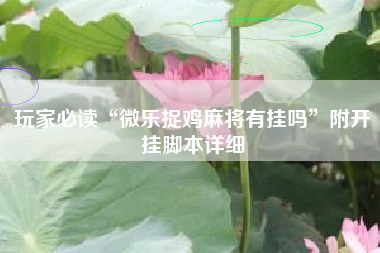 玩家必读“微乐捉鸡麻将有挂吗”附开挂脚本详细