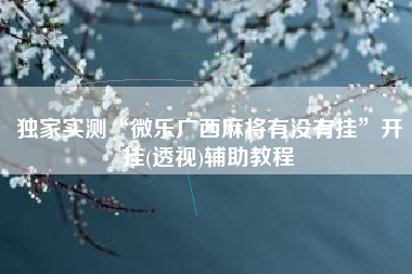 独家实测“微乐广西麻将有没有挂”开挂(透视)辅助教程