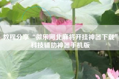 教程分享“微乐河北麻将开挂神器下载”科技辅助神器手机版
