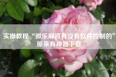 实操教程“微乐麻将有没有软件控制的”原来有神器下载