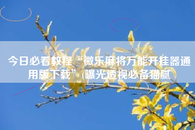 今日必看教程“微乐麻将万能开挂器通用版下载”(曝光透视必备猫腻
