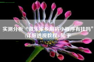 实测分析“微乐家乡麻将小程序有挂吗	”(详细透视教程)-知乎