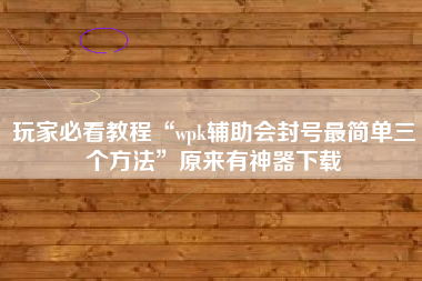 玩家必看教程“wpk辅助会封号最简单三个方法”原来有神器下载