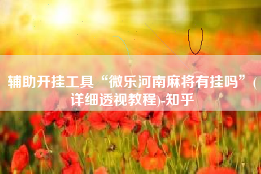 辅助开挂工具“微乐河南麻将有挂吗”(详细透视教程)-知乎