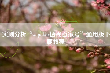 实测分析“wepoker透视百家号	”通用版下载教程