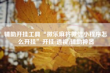 辅助开挂工具“微乐麻将微信小程序怎么开挂”开挂(透视)辅助神器