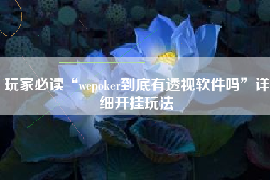 玩家必读“wepoker到底有透视软件吗	”详细开挂玩法