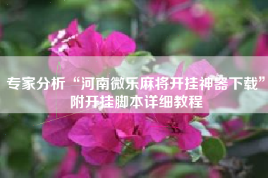 专家分析“河南微乐麻将开挂神器下载”附开挂脚本详细教程