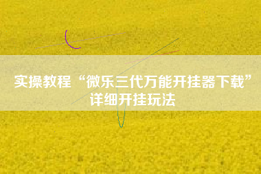 实操教程“微乐三代万能开挂器下载”详细开挂玩法