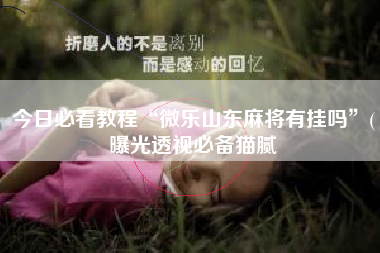 今日必看教程“微乐山东麻将有挂吗	”(曝光透视必备猫腻