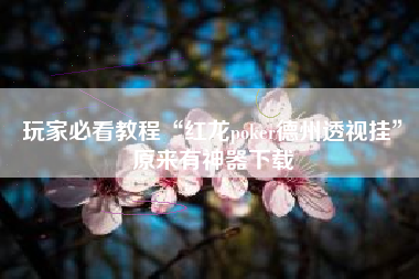 玩家必看教程“红龙poker德州透视挂”原来有神器下载