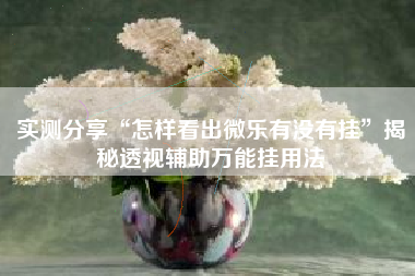 实测分享“怎样看出微乐有没有挂	”揭秘透视辅助万能挂用法