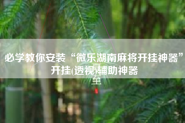 必学教你安装“微乐湖南麻将开挂神器	”开挂(透视)辅助神器