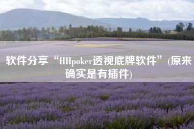 软件分享“HHpoker透视底牌软件	”(原来确实是有插件)