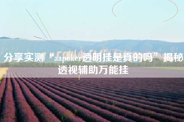 分享实测“aapoker透明挂是真的吗”揭秘透视辅助万能挂