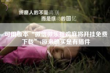 可用版本“微信微乐捉鸡麻将开挂免费下载	”(原来确实是有插件