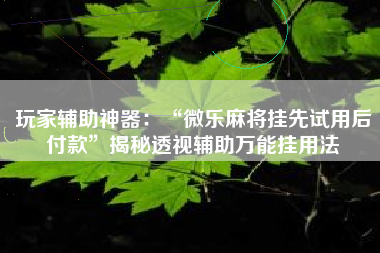 玩家辅助神器：“微乐麻将挂先试用后付款”揭秘透视辅助万能挂用法