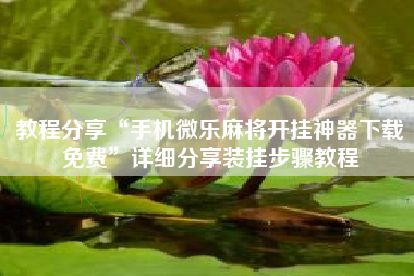 教程分享“手机微乐麻将开挂神器下载免费	”详细分享装挂步骤教程