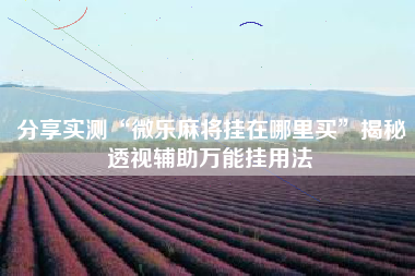 分享实测“微乐麻将挂在哪里买”揭秘透视辅助万能挂用法