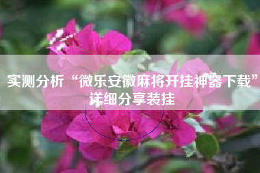 实测分析“微乐安徽麻将开挂神器下载	”详细分享装挂