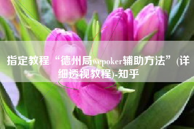 指定教程“德州局wepoker辅助方法	”(详细透视教程)-知乎