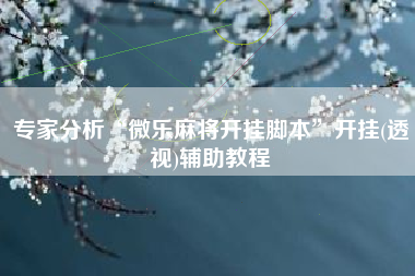 专家分析“微乐麻将开挂脚本	”开挂(透视)辅助教程