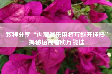教程分享“内蒙微乐麻将万能开挂器”揭秘透视辅助万能挂
